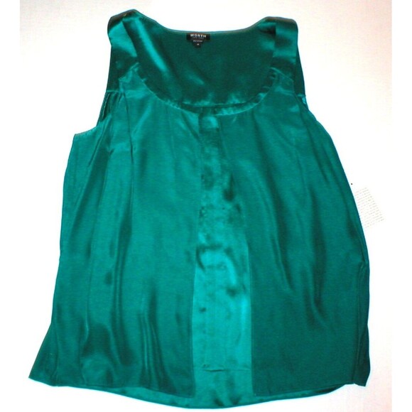 NWT Worth NY Womens 14 Top Designer New York Blouse Silk Blue Emerald Aqua Teal - Picture 4 of 6